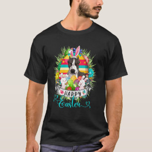 Grappige Pit Bull-hond in Paaseieren Mand met Koni T-shirt