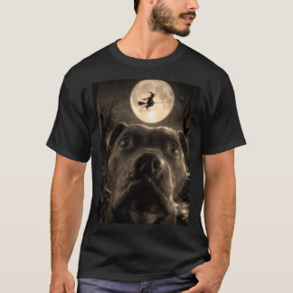 Grappige Pit Bull Selfie Volle Maan Vliegende Heks T-shirt