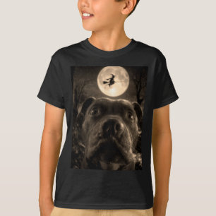 Grappige Pit Bull Selfie Volle Maan Vliegende Heks T-shirt