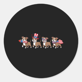 Grappige Pitbull Amerikaanse Vlag Memorial Day 4th Ronde Sticker