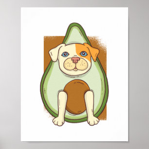 Grappige PITBULL AVOCADO Cartoon Kinderen Tiener V Poster