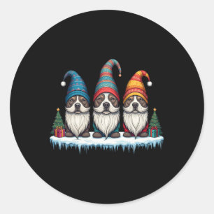 Grappige Pitbull Gnomies Kerst Gnoom Vrouwen Manne Ronde Sticker