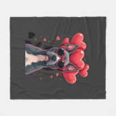 Grappige Pitbull Hart Valentijnsdag Hond Vader Moe Fleece Deken (Voorkant (Horizontaal))