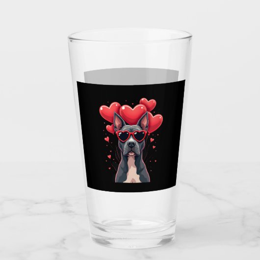 Grappige Pitbull Hart Valentijnsdag Hond Vader Moe Glas (Voorkant)