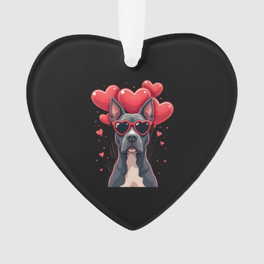Grappige Pitbull Hart Valentijnsdag Hond Vader Moe Ornament (voorkant)