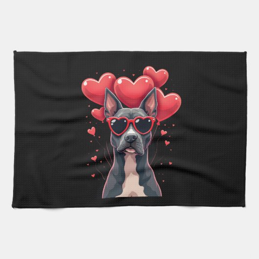 Grappige Pitbull Hart Valentijnsdag Hond Vader Moe Theedoek (Horizontaal)