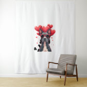 Grappige Pitbull Hart Valentijnsdag Hond Vader Moe Wandkleed (In situ)