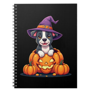 Grappige Pitbull Heks Pompoen Hond Halloween Manne Notitieboek