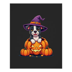 Grappige Pitbull Heksenpomp Hond Halloween Mannen  Perfect Poster
