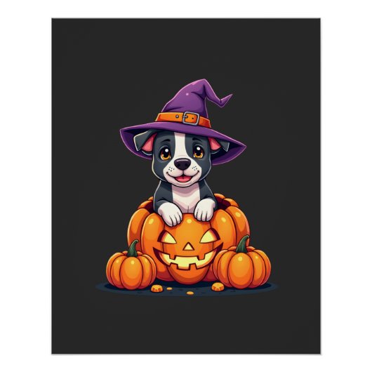 Grappige Pitbull Heksenpomp Hond Halloween Mannen Perfect Poster (Voorkant)