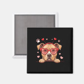 Grappige Pitbull Hond Hart Hoofddeksel Valentijnsd Magneet (Voorkant / Achterkant)