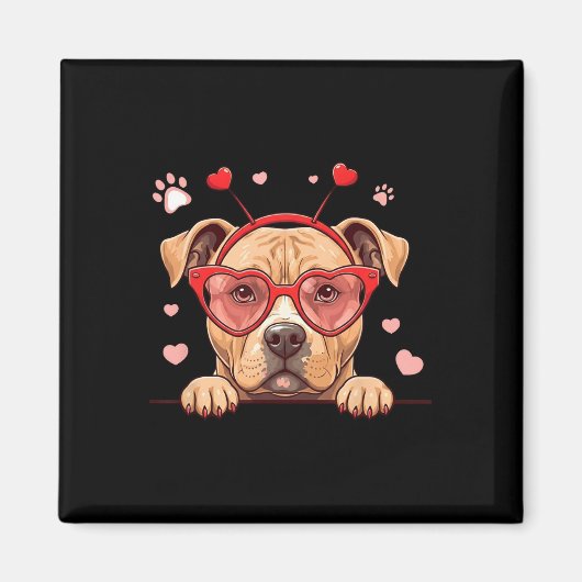 Grappige Pitbull Hond Hart Hoofddeksel Valentijnsd Magneet (Voorkant)
