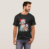 Grappige Pitbull-hond Kerst T-shirt Sneeuwman Kers (Voorkant volledig)