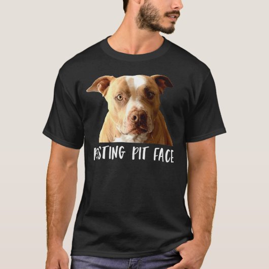 Grappige Pitbull Hond Rustende Pit gezicht T-shirt (Voorkant)