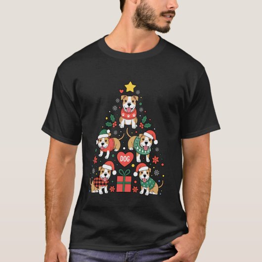 Grappige Pitbull Kerstboom Hond Liefhebber Vrouwen T-shirt (Voorkant)