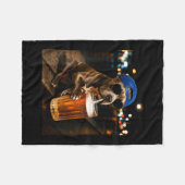 Grappige pitbull meme die bier drinkt 's nachts op fleece deken (Voorkant (Horizontaal))