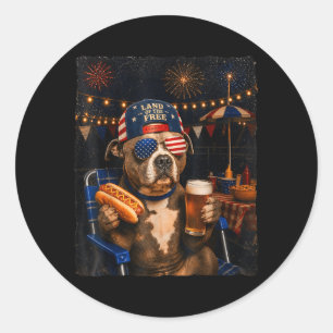 Grappige Pitbull Meme Drinkt Bier Hotdog 250ste Ronde Sticker