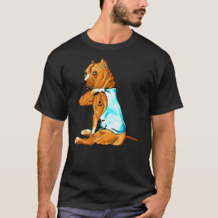 Grappige Pitbull Pitbull Tattoos Ik hou van papa z T-shirt