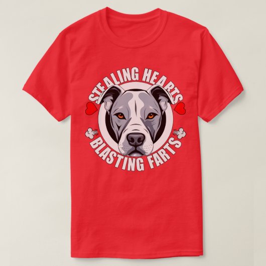 Grappige Pitbull Stealing Hearts Blasting Farts Pu T-shirt (Design voorkant)
