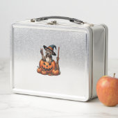 Grappige Pitbull Witch Pumpkin Dog Halloween Manne (In situ)