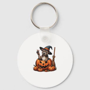 Grappige Pitbull Witch Pumpkin Dog Halloween Manne Sleutelhanger
