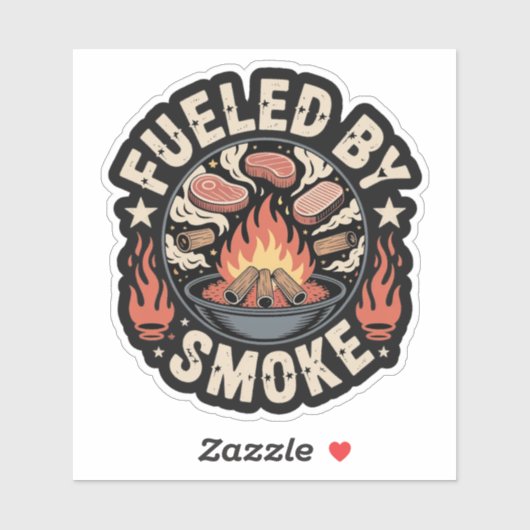 Grappige Pitmaster BBQ Aangedreven Door Rook Sticker (Vel)