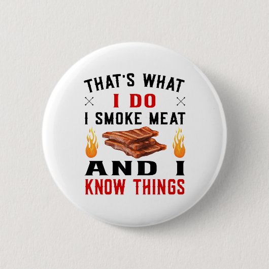 Grappige Pitmaster Byrbecue Ribs - Ik rook vlees B Ronde Button 5,7 Cm (Voorkant)
