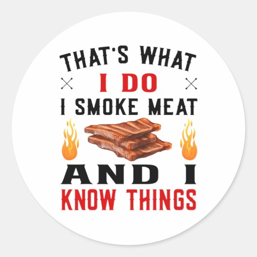 Grappige Pitmaster Byrbecue Ribs - Ik rook vlees B Ronde Sticker (Voorkant)