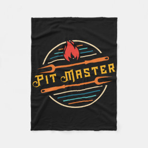 Grappige Pitmaster Graphic BBQ Grill Fork Retro Pi Fleece Deken