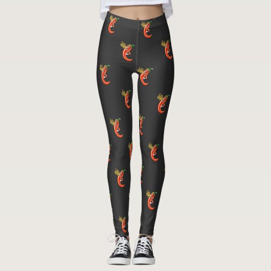 Grappige pittige chili in brand leggings (Voorkant)