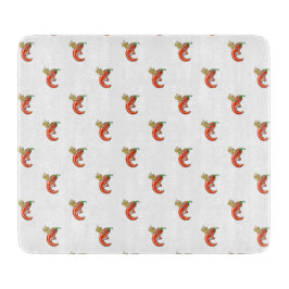 Grappige pittige chili in brand snijplank