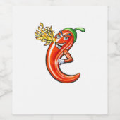 Grappige pittige chili in brand wijn etiket (Enkel label)