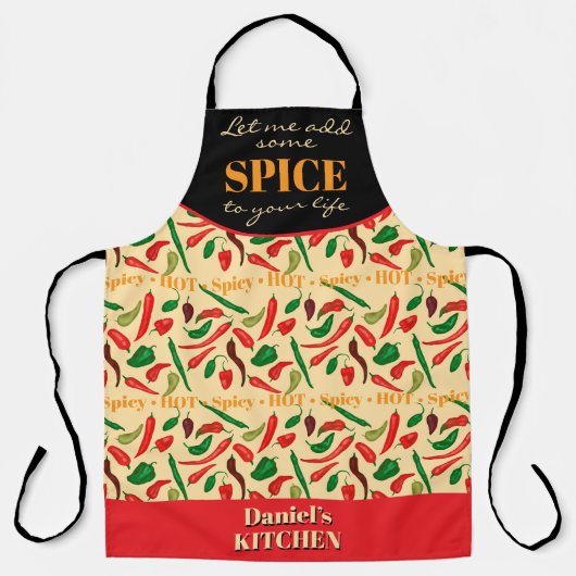 Grappige pittige hete pepers rood groen schort (Voorkant)