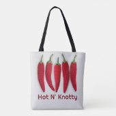 Grappige pittige rode gehaakte jalapeno breipen tote bag (Achterkant)