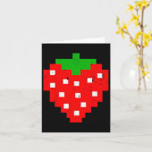 Grappige Pixel Aardbei 80s Videogame Kostuum  Kaart (Gele Bloem)
