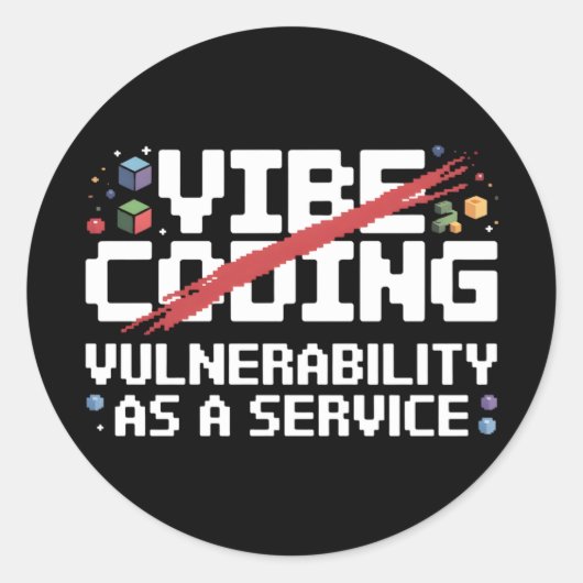 grappige pixel-art Cybersecurity netwerk Ronde Sticker (Voorkant)