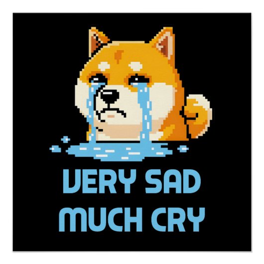 Grappige pixel art Shiba Inu hond meme Perfect Poster (Voorkant)