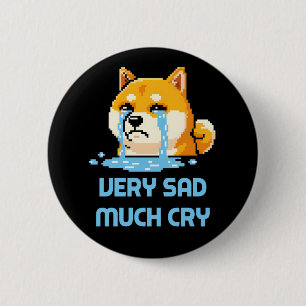 Grappige pixel-art Shiba Inu-hond meme Ronde Button 5,7 Cm