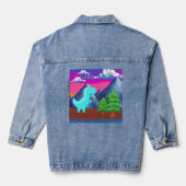 Grappige Pixel Gamer Gepixelde- Dinosaurus Illustr Denim Jacket (Achterkant)