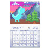Grappige Pixel Gamer Gepixelde- Dinosaurus Illustr Kalender (Jan 2027)