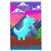 Grappige Pixel Gamer Gepixelde- Dinosaurus Illustr Kalender (Hoes)