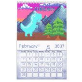 Grappige Pixel Gamer Gepixelde- Dinosaurus Illustr Kalender (Feb 2027)