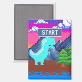 Grappige Pixel Gamer Gepixelde- Dinosaurus Illustr Magneet (Voorkant / Achterkant)