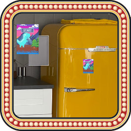 Grappige Pixel Gamer Gepixelde- Dinosaurus Illustr Magneet