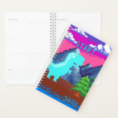 Grappige Pixel Gamer Gepixelde- Dinosaurus Illustr Planner (Display)