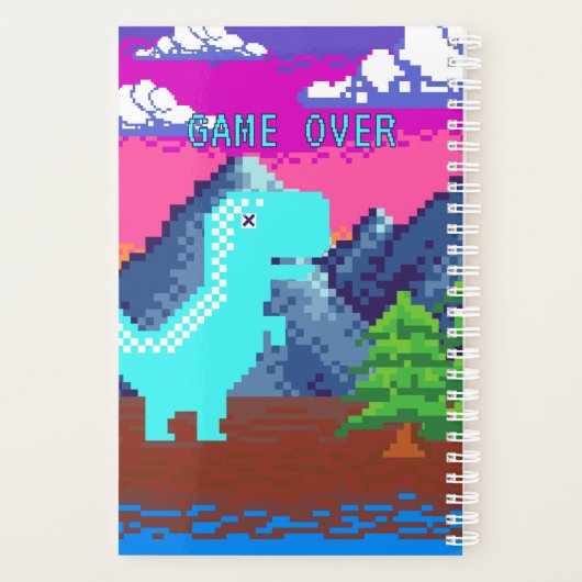Grappige Pixel Gamer Gepixelde- Dinosaurus Illustr Planner (Achterkant)