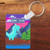 Grappige Pixel Gamer Gepixelde- Dinosaurus Illustr Sleutelhanger (Achterkant)