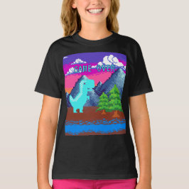 Grappige Pixel Gamer Gepixelde- Dinosaurus Illustr T-shirt