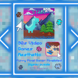Grappige Pixel Gamer Gepixelde dinosaurus-illustra Legpuzzel