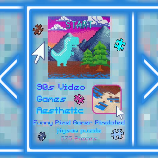 Grappige Pixel Gamer Gepixelde dinosaurus-illustra Legpuzzel